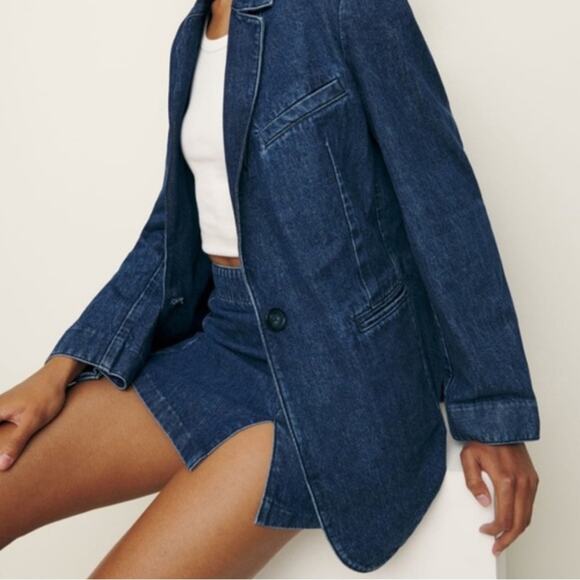 Reformation Elsa Relaxed Denim Blazer Size: M - Picture 1 of 8